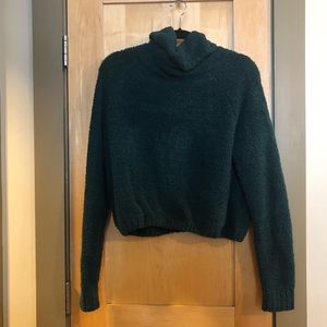 Hollister fuzzy green cropped turtleneck sweater
